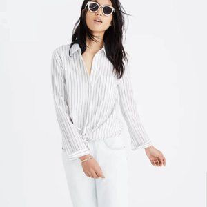 Madewell Tie- Front Darcy Stripe Button Up Shirt